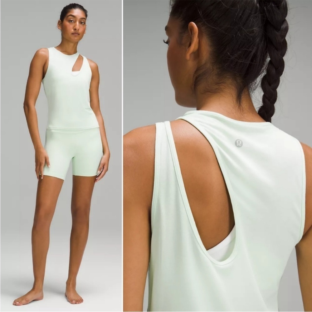 Lululemon Shoulder Cut Out Yoga Tank in Kohlrabi Green - Silk Blend